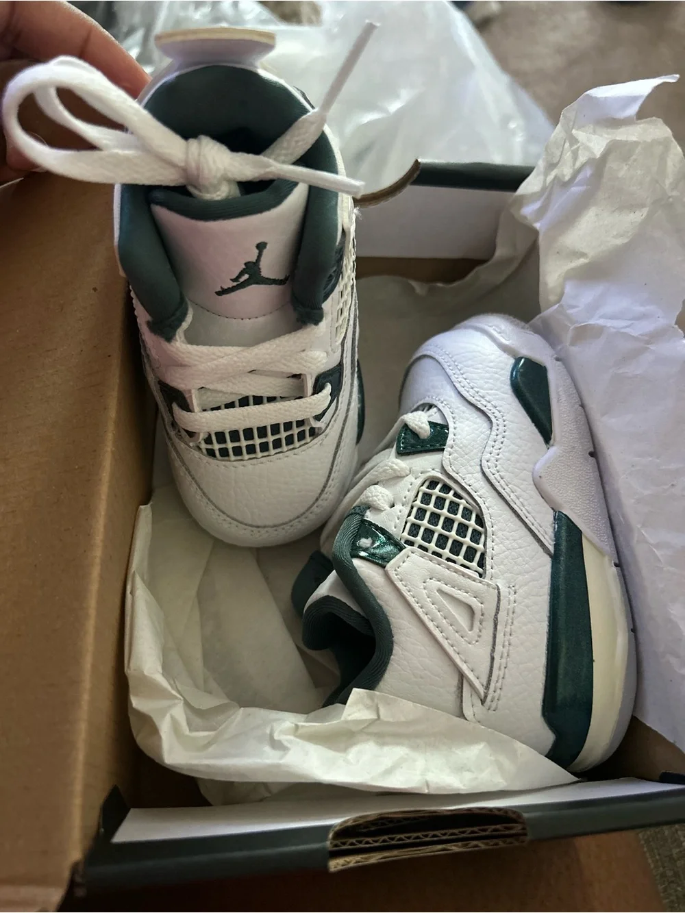 Jordan 4 Retro (TD) White with Oxidized Green Accents